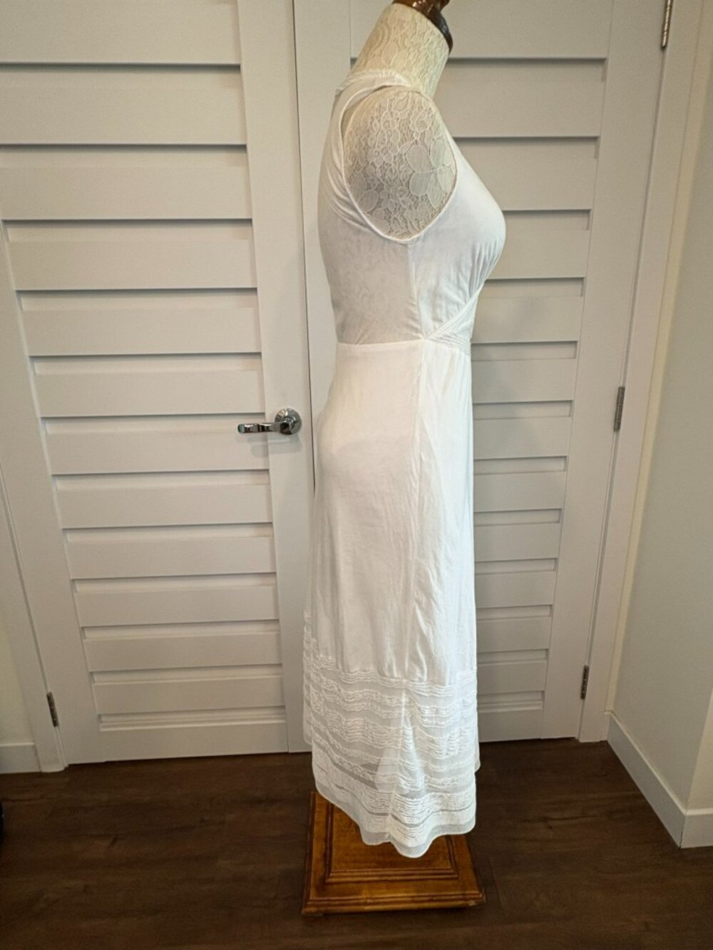 Catherine Malandrino Victorian Romantic White Fairycore Lace V Neck Maxi Dress - Picture 9 of 16